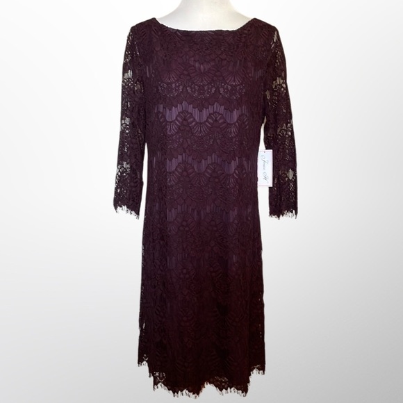 Lace Shift Dress Mid Length Semi-Formal Cocktail by Jessica Howard